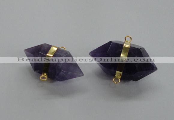 NGC262 18*30mm - 20*35mm faceted nuggets amethyst connectors