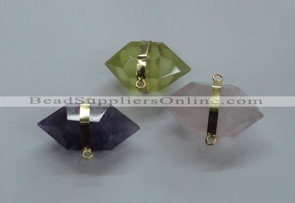 NGC263 18*30mm - 20*35mm faceted nuggets mixed quartz connectors