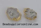 NGC267 35*45mm - 40*50mm freeform plated druzy agate connectors