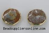 NGC298 35mm flat round agate gemstone connectors wholesale