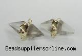 NGC345 18*30mm - 15*45mm faceted bicone white crystal connectors