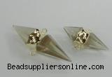 NGC346 18*30mm - 15*45mm faceted bicone yellow quartz connectors