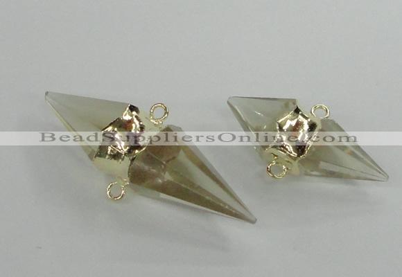 NGC346 18*30mm - 15*45mm faceted bicone yellow quartz connectors