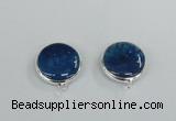 NGC381 18mm flat round agate gemstone connectors wholesale