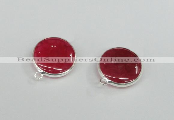 NGC382 18mm flat round agate gemstone connectors wholesale