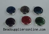 NGC389 18mm flat round agate gemstone connectors wholesale