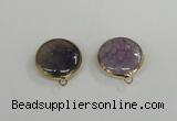 NGC391 18mm flat round agate gemstone connectors wholesale