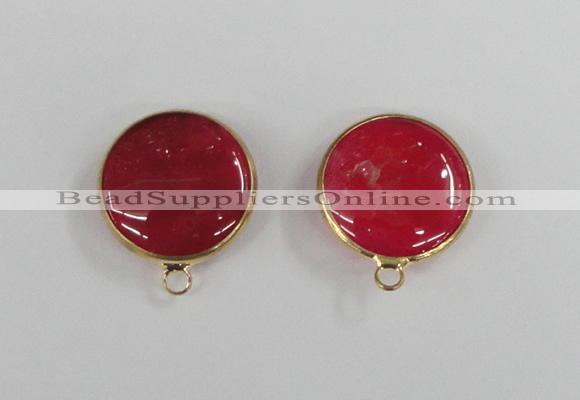 NGC392 18mm flat round agate gemstone connectors wholesale