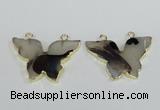 NGC405 30*40mm butterfly agate gemstone connectors wholesale