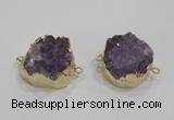 NGC420 25mm coin druzy amethyst gemstone connectors wholesale