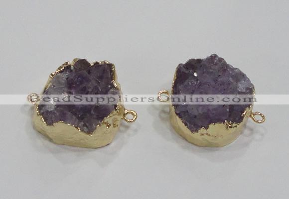 NGC420 25mm coin druzy amethyst gemstone connectors wholesale