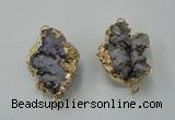 NGC46 20*30mm - 25*35mm freeform druzy agate connectors