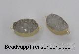 NGC470 20*30mm oval druzy agate gemstone connectors wholesale