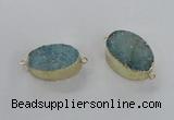 NGC474 20*30mm oval druzy agate gemstone connectors wholesale