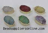 NGC476 20*30mm oval druzy agate gemstone connectors wholesale