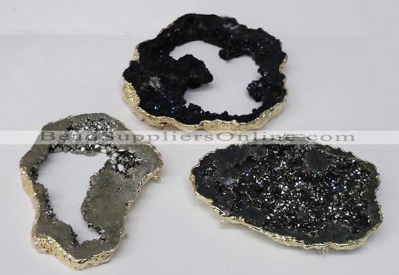 NGC488 45*50mm - 50*60mm freefrom plated druzy agate connectors