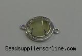 NGC5023 20mm flat round lemon quartz with rhinestone connectors