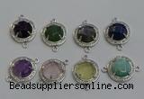 NGC5025 20mm flat round mixed gemstone connectors wholesale