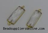 NGC5075 12*30mm - 15*35mm faceted rectangle white crystal connectors