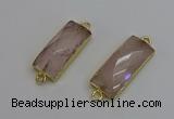 NGC5077 12*30mm - 15*35mm faceted rectangle rose quartz connectors