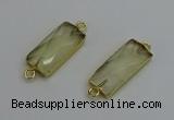 NGC5078 12*30mm - 15*35mm faceted rectangle lemon quartz connectors