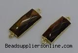 NGC5086 12*30mm - 15*35mm faceted rectangle yellow tiger eye connectors