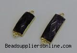 NGC5088 12*30mm - 15*35mm faceted rectangle amethyst connectors