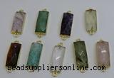 NGC5092 12*30mm - 15*35mm faceted rectangle mixed gemstone connectors