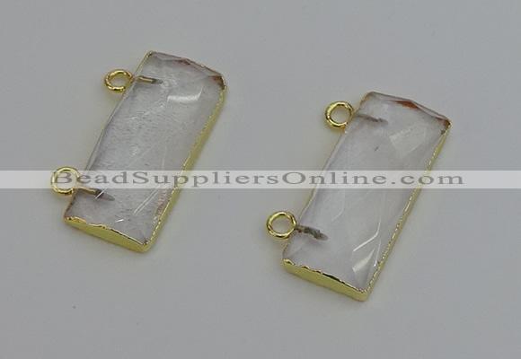 NGC5095 12*30mm - 15*35mm faceted rectangle white crystal connectors