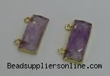 NGC5097 12*30mm - 15*35mm faceted rectangle light amethyst connectors