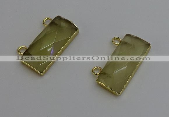 NGC5098 12*30mm - 15*35mm faceted rectangle lemon quartz connectors