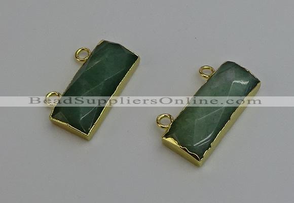 NGC5104 12*30mm - 15*35mm faceted rectangle green aventurine connectors