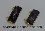 NGC5108 12*30mm - 15*35mm faceted rectangle amethyst connectors