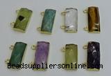 NGC5110 12*30mm - 15*35mm faceted rectangle mixed gemstone connectors