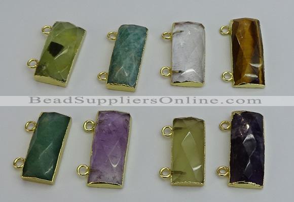 NGC5110 12*30mm - 15*35mm faceted rectangle mixed gemstone connectors