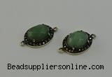 NGC5132 16*20mm oval green aventurine gemstone connectors wholesale