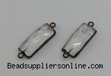 NGC5188 12*30mm - 15*30mm faceted rectangle white crystal connectors