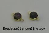 NGC5219 15mm - 16mm coin druzy amethyst gemstone connectors