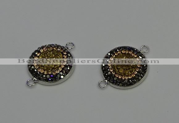 NGC5325 20mm - 22mm coin plated druzy agate connectors