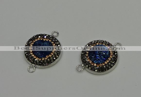 NGC5327 20mm - 22mm coin plated druzy agate connectors