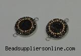 NGC5328 20mm - 22mm coin plated druzy agate connectors