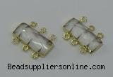 NGC5350 12*30mm - 15*30mm faceted rectangle white crystal connectors