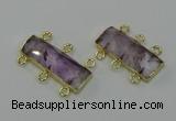 NGC5352 12*30mm - 15*30mm faceted rectangle light amethyst connectors