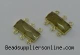 NGC5355 12*30mm - 15*30mm faceted rectangle lemon quartz connectors