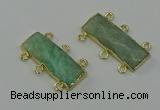 NGC5359 12*30mm - 15*30mm faceted rectangle amazonite connectors