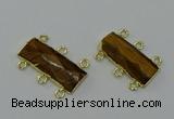 NGC5363 12*30mm - 15*30mm faceted rectangle yellow tiger eye connectors