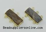 NGC5365 12*30mm - 15*30mm faceted rectangle moonstone connectors