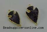 NGC5384 20*35mm - 25*40mm arrowhead amethyst gemstone connectors