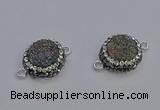 NGC5463 14mm - 15mm flower plated druzy agate connectors wholesale