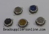 NGC5468 14mm - 15mm flower plated druzy agate connectors wholesale